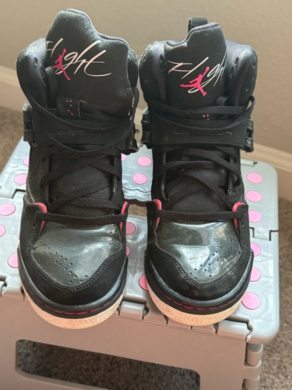 Jordan Flight Youth 5.5 Pink and Black Sneakers